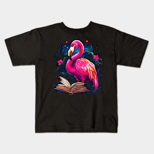 Flamingo Reads Book Kids T-Shirt